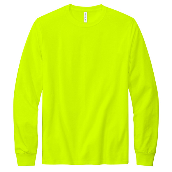 Safety Green Front - Volunteer Knitwear All American Long Sleeve Hi Vis T-Shirt VL100LS